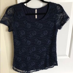 Navy blue lace top